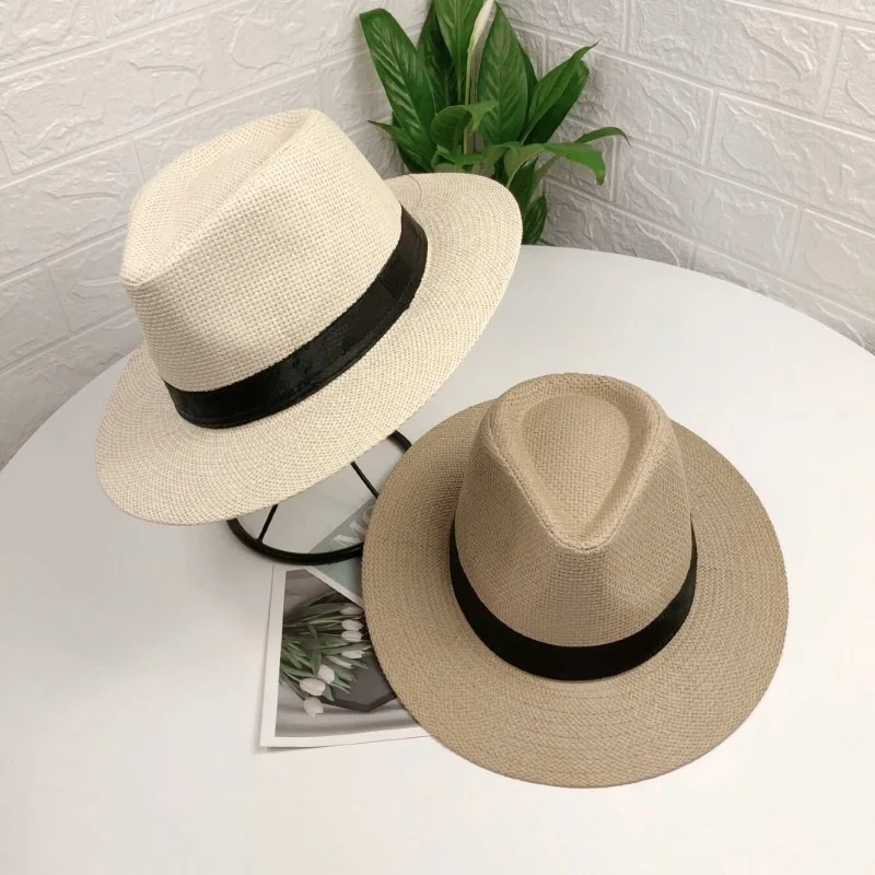 Adjustable Classic Panama Hat-Handmade In Ecuador Sun Hats for Women Man Beach Straw Hat for Men UV Protection Cap J0154