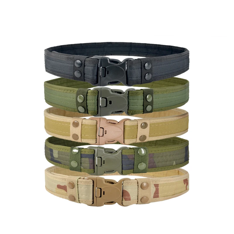 2023 Hot Canvas Camouflage Khaki Outdoors Nylon Security Tactical Belts for Men Equestrian Belt