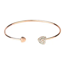 Hot Selling Crystal Double Heart Bow Adjustable Cuff Bracelet