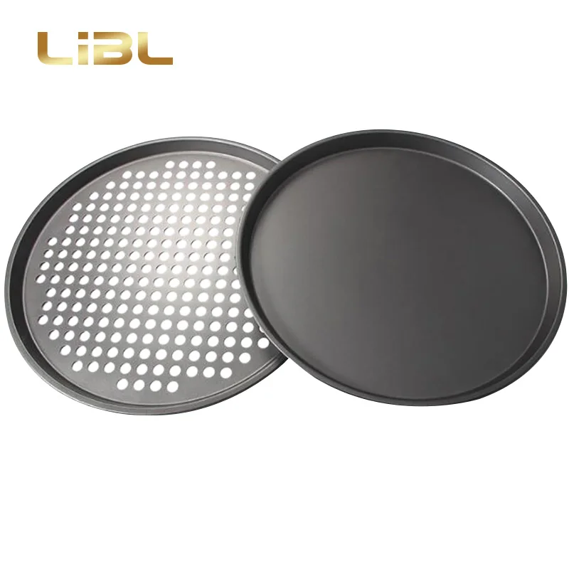 Set of 2pcs pizza tray with non-stick coating pizza pan carbon steel grill pan