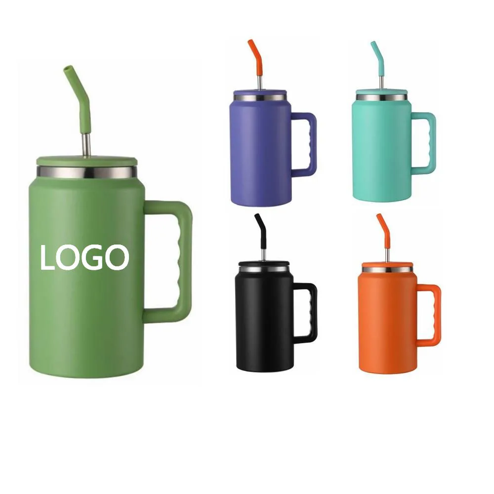 CUPPARK 50oz Leakproof Insulated Reusable Water Bottle Flask Jug Tumbler With Straw