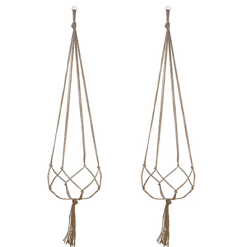
Gardening braided rack flower pot mesh bag hemp rope hanging basket indoor and outdoor hook decoration Flowerpot net bag 