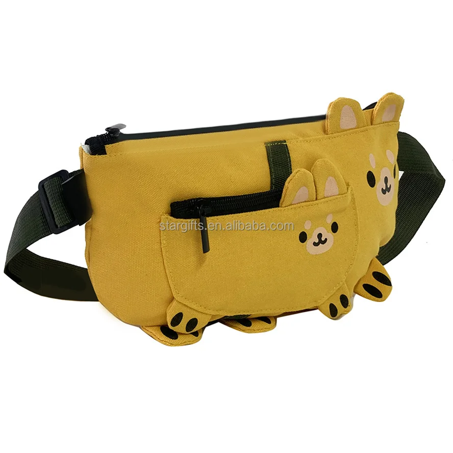 Custom Sublimation Printing Cute Animal Design Kids Puppy Fanny Pack with Adjustable Belt Strap