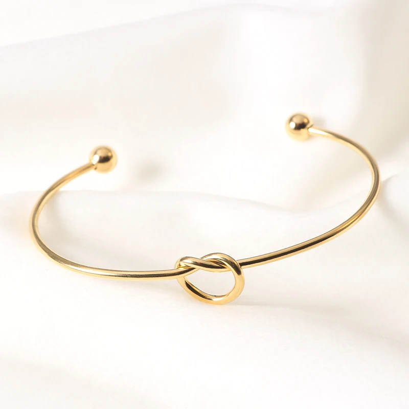 New Design Stainless Steel Gold Knot Bangles Women Fashion DIY Custom Adjustable Designer Charms Bangles