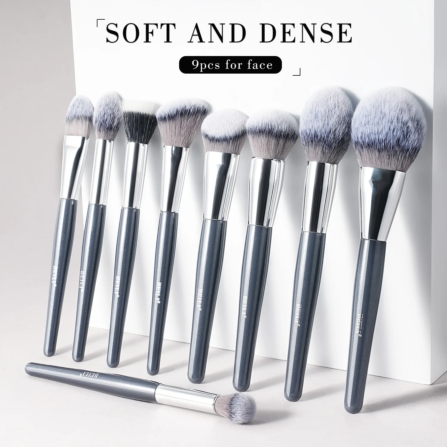 BEILI luxury cosmetic brushes grey wood handle best Synthetic hair blending brush  make up foundation brushes set custom logo