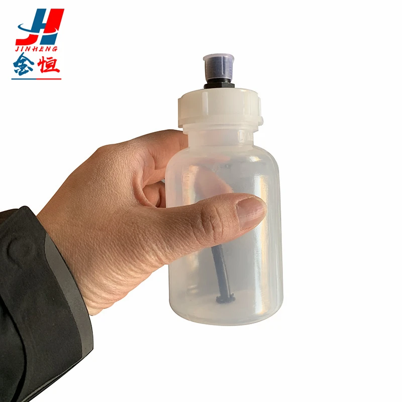 Wind turbine bearing waste oil collection bottle, open hole bottle