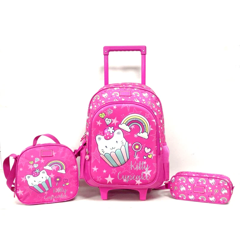 Custom 3D Cartoon Backpack Kids Wheeled School bag Waterproof Kid Backpacks For Girls