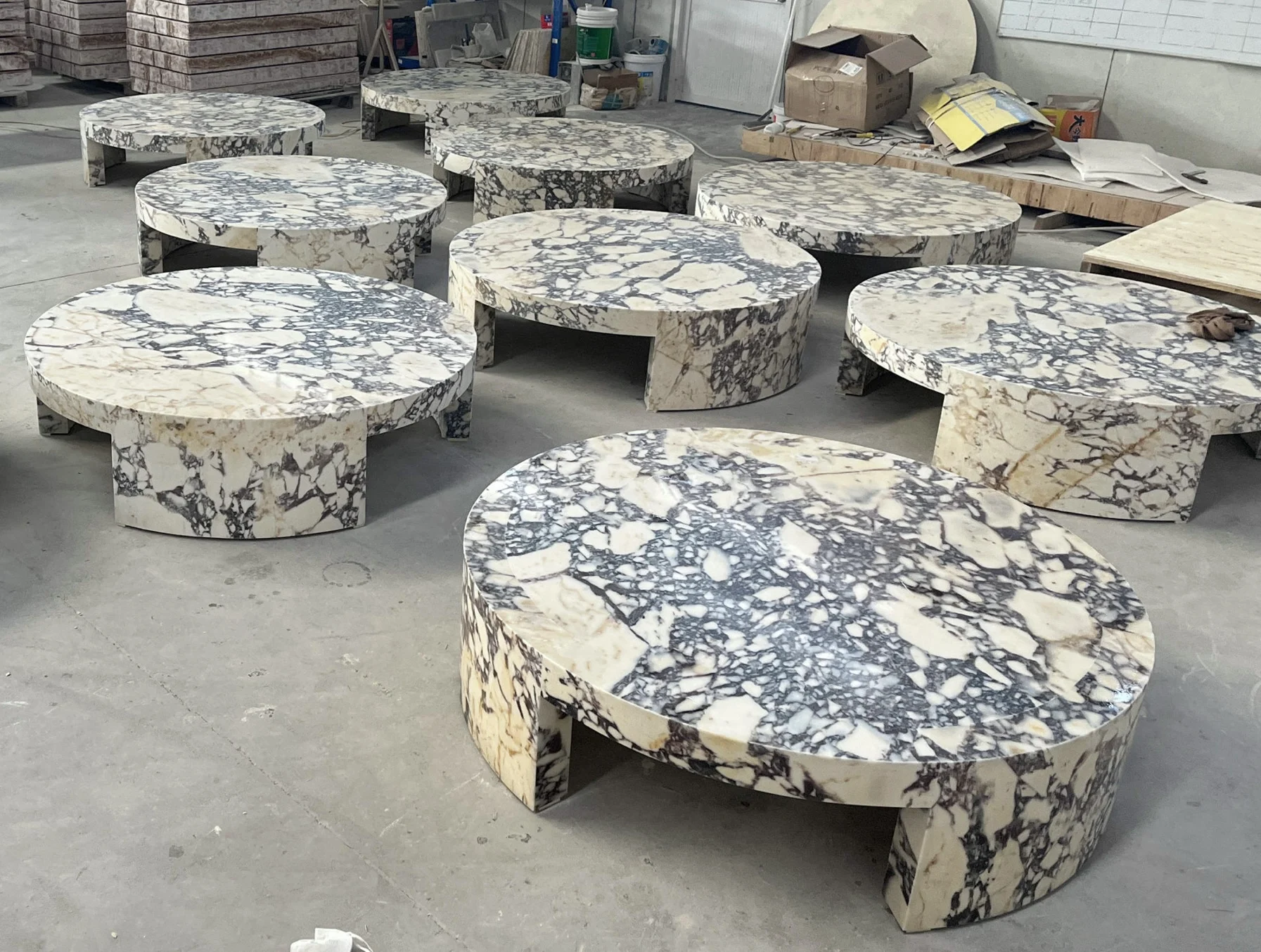 LANDIVIEW Round Table Calacatta Viola Marble Table Living Room Furniture