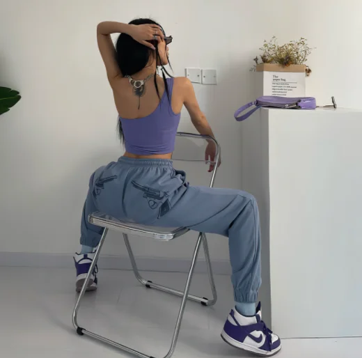 Женская толстовка с высокой талией, винтажная Повседневная Свободная кофта с принтом букв в стиле хип-хоп, брюки для бега и танцев