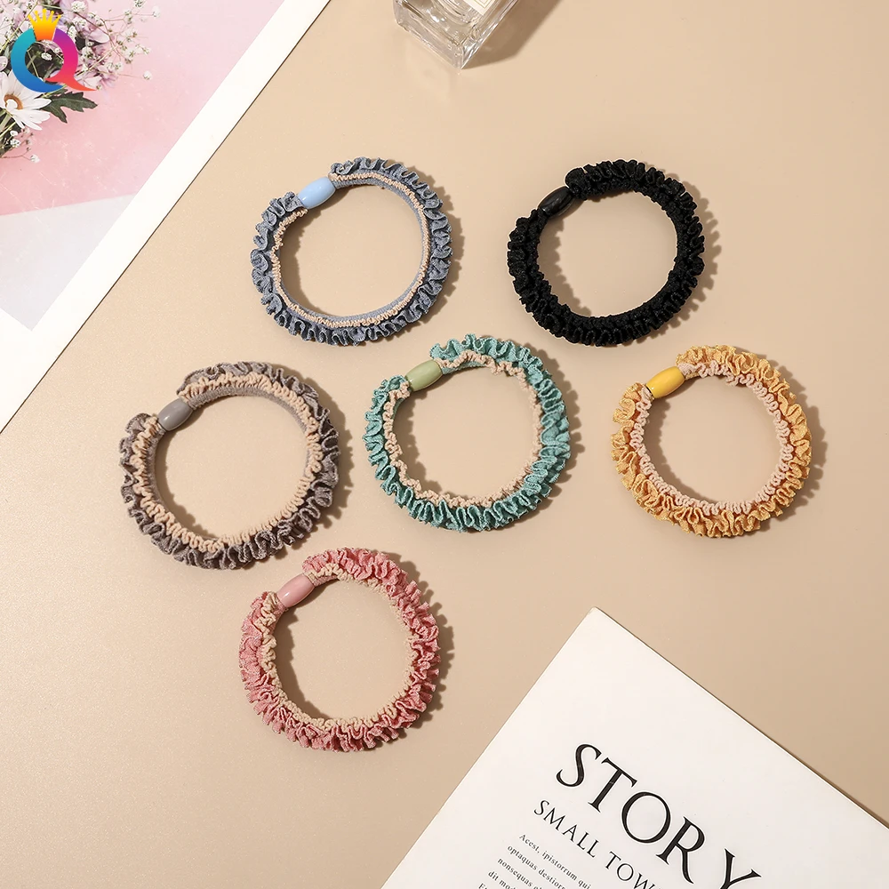 QIYUE New Fashion 6 Colors Mini Scrunchies Hair Tie For Youth Girl Factory Hight Elastic Hair Band Cheap