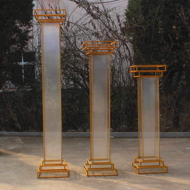 2022 new European style sunshine board golden arch square column wedding background props arch wedding