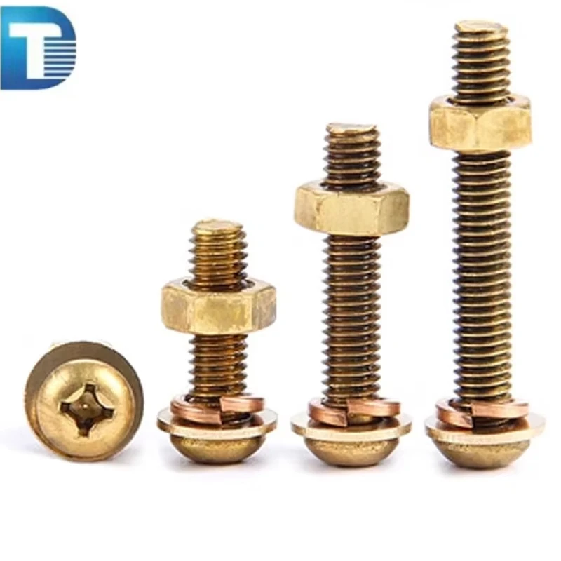 Brass Bronze Copper Alloy H59 H62 Nickel Tin M4 Thread Button Head Hex Screw Washer Assortment Inch Measurement System