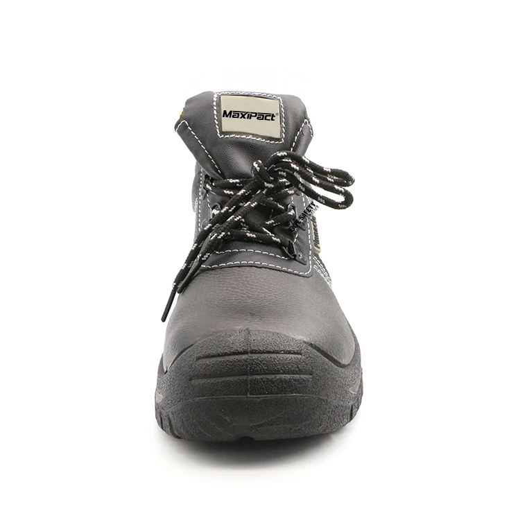 MaxiPact Unisex Comfort Safety Shoes Black Embossed Leather with Steel Toe & Steel Midsole PU Outsole Winter Autumn Outdoor Use