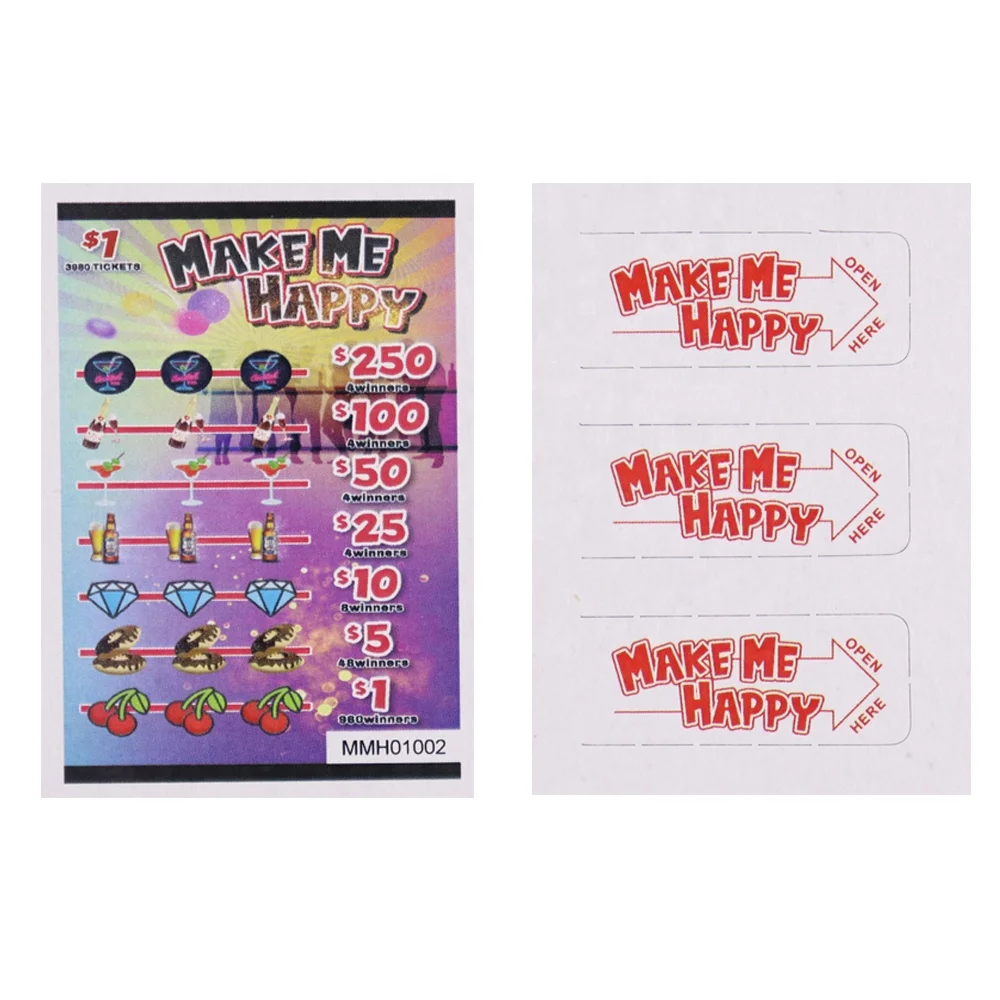 Professional Manufacturer Anti-Counterfeit Diverse Size Prize Cards pull tabs lottery tickets for Win Cards