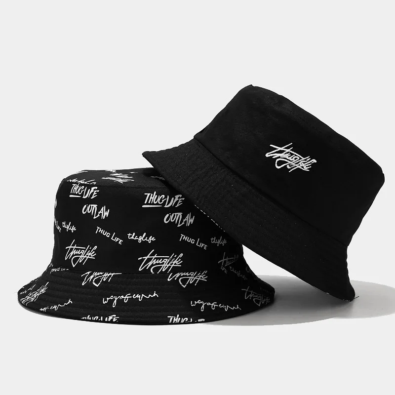 Fashion Designer Reversible Custom Logo Allover Printed and Embroidered Cotton Fisherman Bucket Hat With Private Brand Label