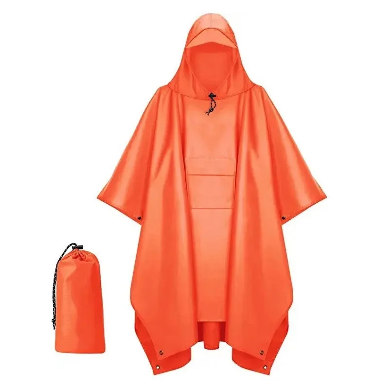 210T Waterproof Polyester Raincoat Outdoor Camping Hiking Rain Poncho Adults PU Rain Poncho