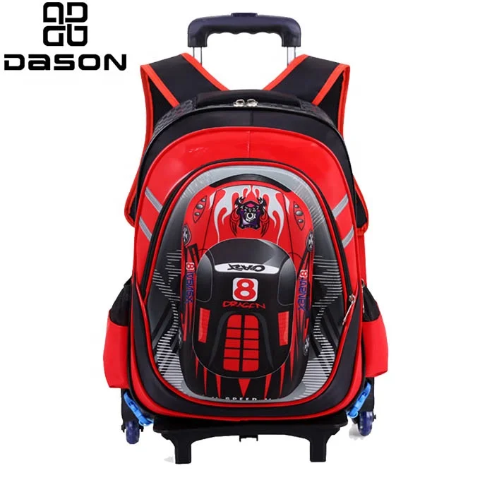 New 3D Rolling Bookbag for School,Rolling Backpack for Kids with Removable Wheels,Trolley School Bag Boys and Girls