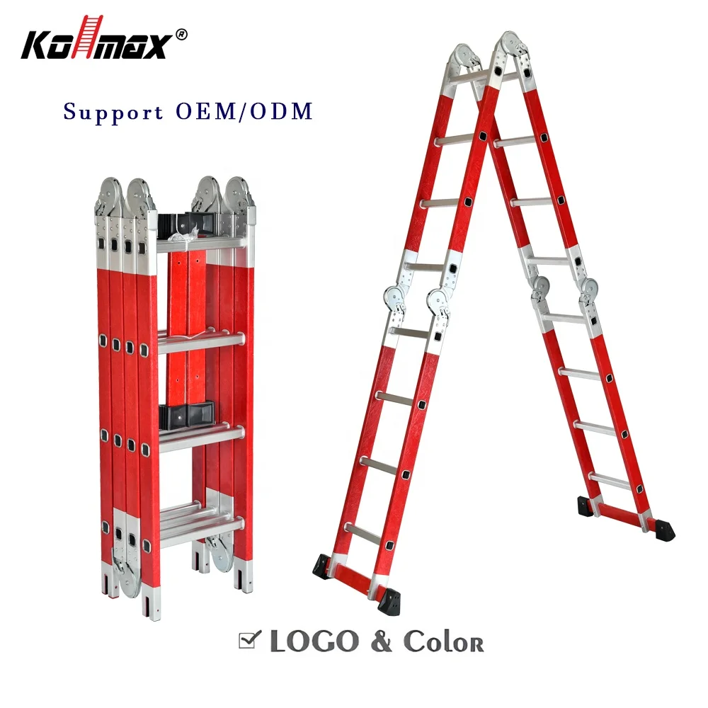 EN 131 Standard Multi-Purpose Extension Ladder Factory Wholesale Folding 7 in 1 Step Heavy Duty Combination Fiberglass Ladder