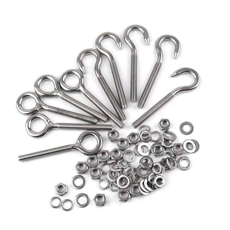 DIN444 Full threaded 304 stainless steel eye bolt M5 M6 M8 M10 M12 with nut