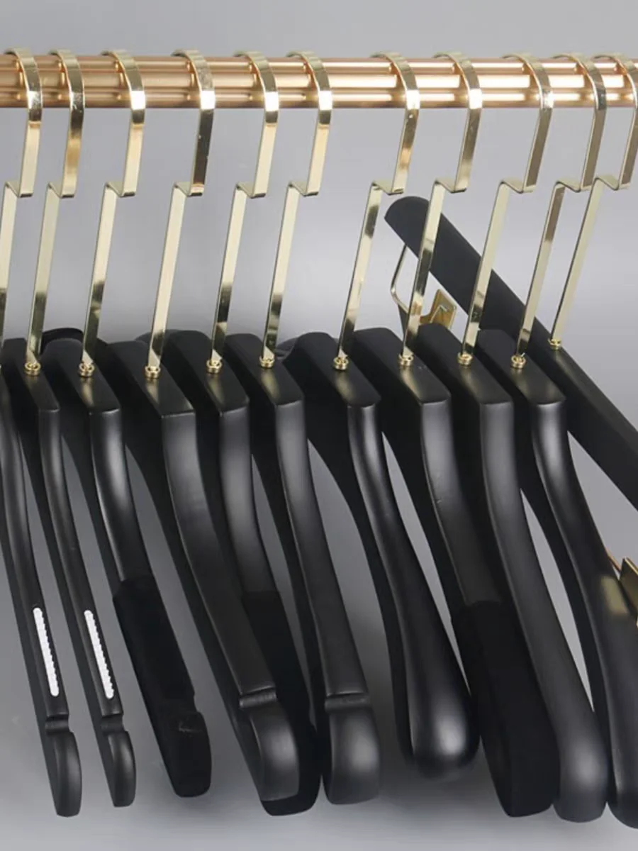 High Quality Black color Wooden Clothes Hangers Wooden Suits Coats Pants hangers