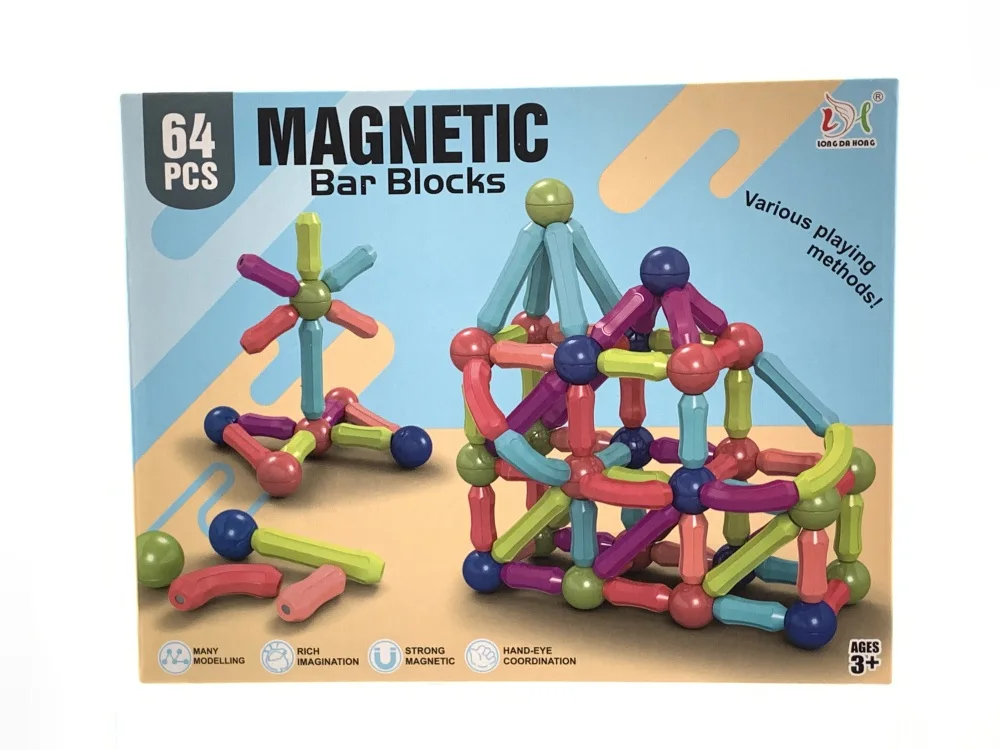 Kids Magnetic Building Block Set Magnetic Sticks and Balls DIY Magnetic Bar Blocks