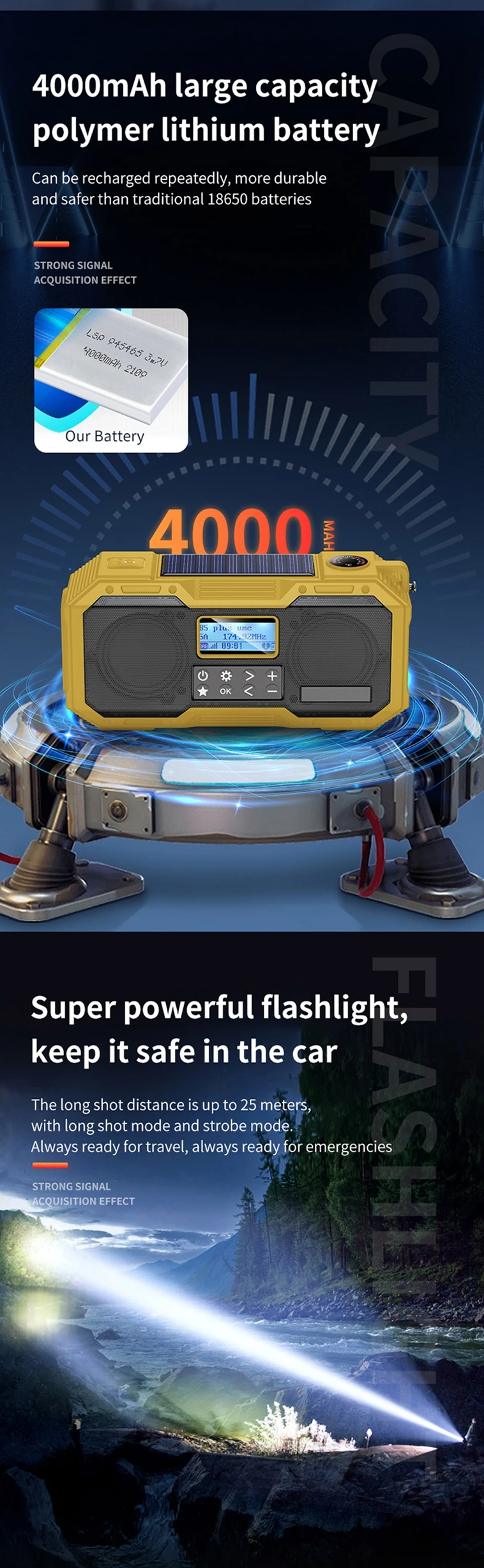 Good quality home Radios Speakers Auto DAB+ AM Fm Digital Radio With Solar Light For Camping