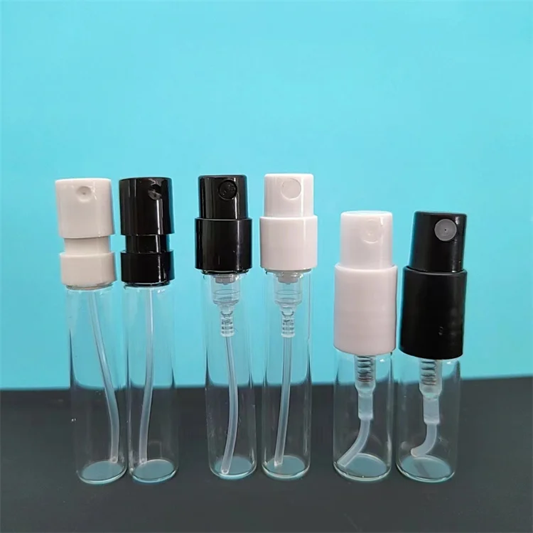 2ml Mini Travel Tube Glass Lab Bottle Sample Black White Perfume Bottle Spray Bottle