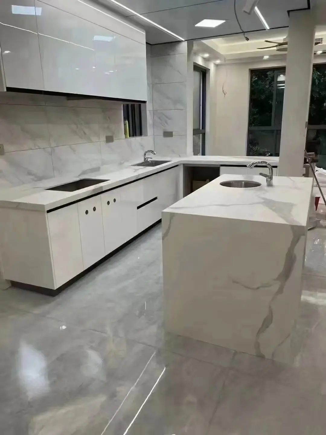 wholesale calacatta gold kitchen island porcelain slab wall sintered stone counter top