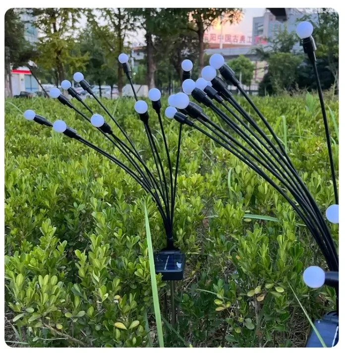 6 8 10 LED Light Bulbs Decorative Solar Garden Starburst Swaying Light Waterproof Solar Firefly Lights Outdoor