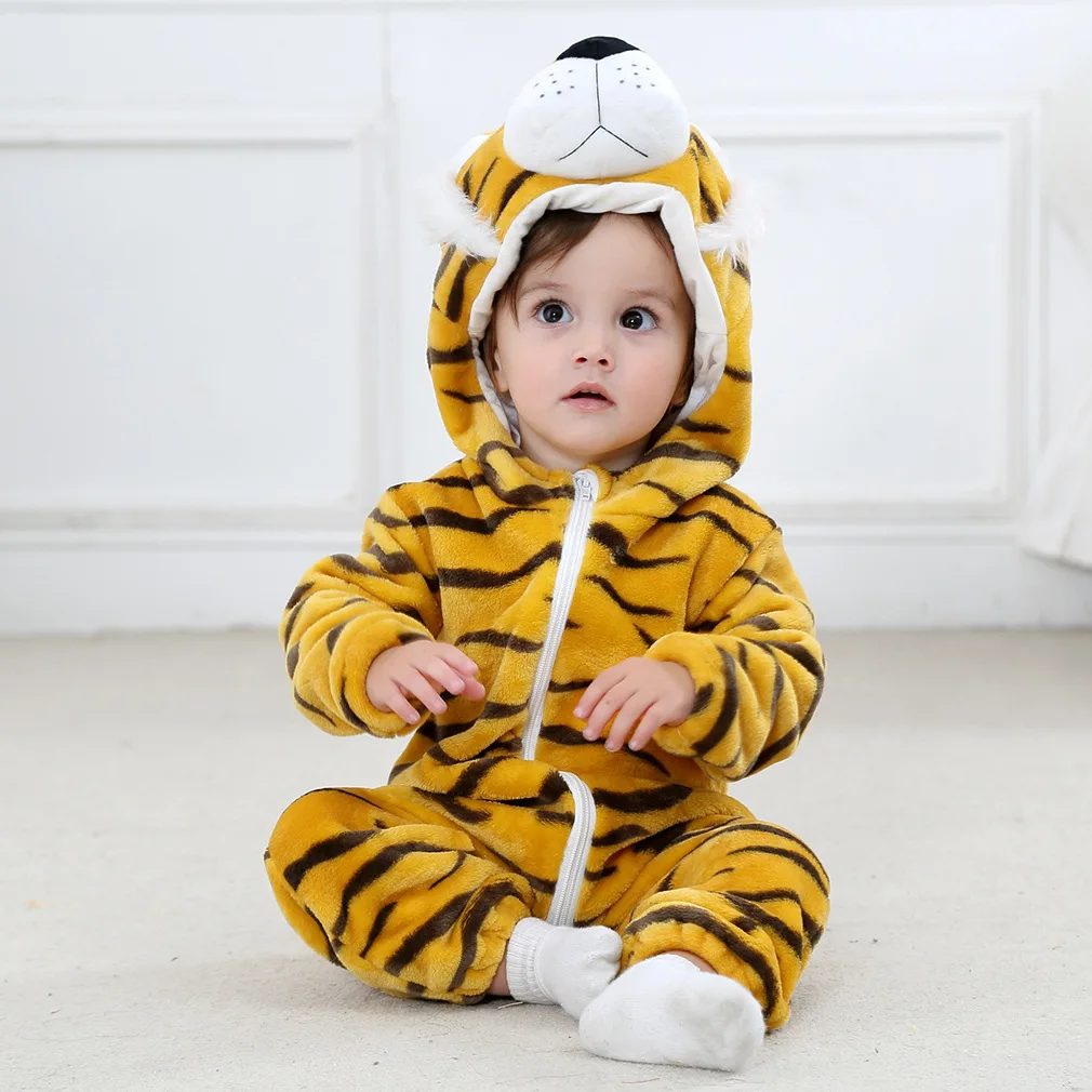 Kids Winter Clothes Newborn Jumpsuits Playsuits with hooded Tiger Costume Baby Onesies
