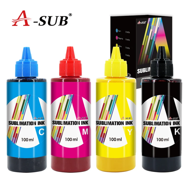 A-SUB wholesale 100ml  CMYK vivid color dye inkjet sublimation printing ink