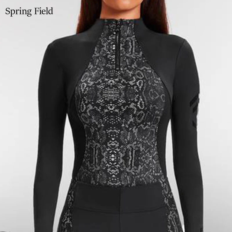 SF наездник Baselayer змеиный принт с животными сублимационный Конный Спортивный костюм для верховой езды с защитой от ультрафиолета комплект из футболки и леггинсов