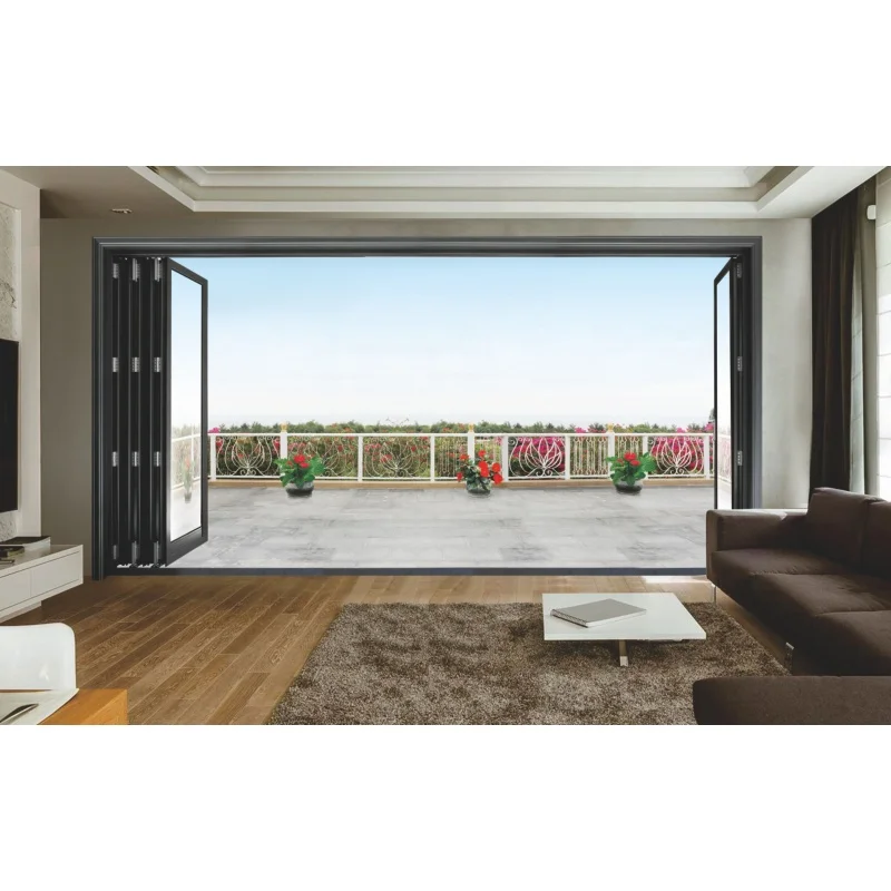 luxury doors NFRC Hurricane proof impact aluminum bi-fold doors balcony patio lowe glass patio sliding  folding door