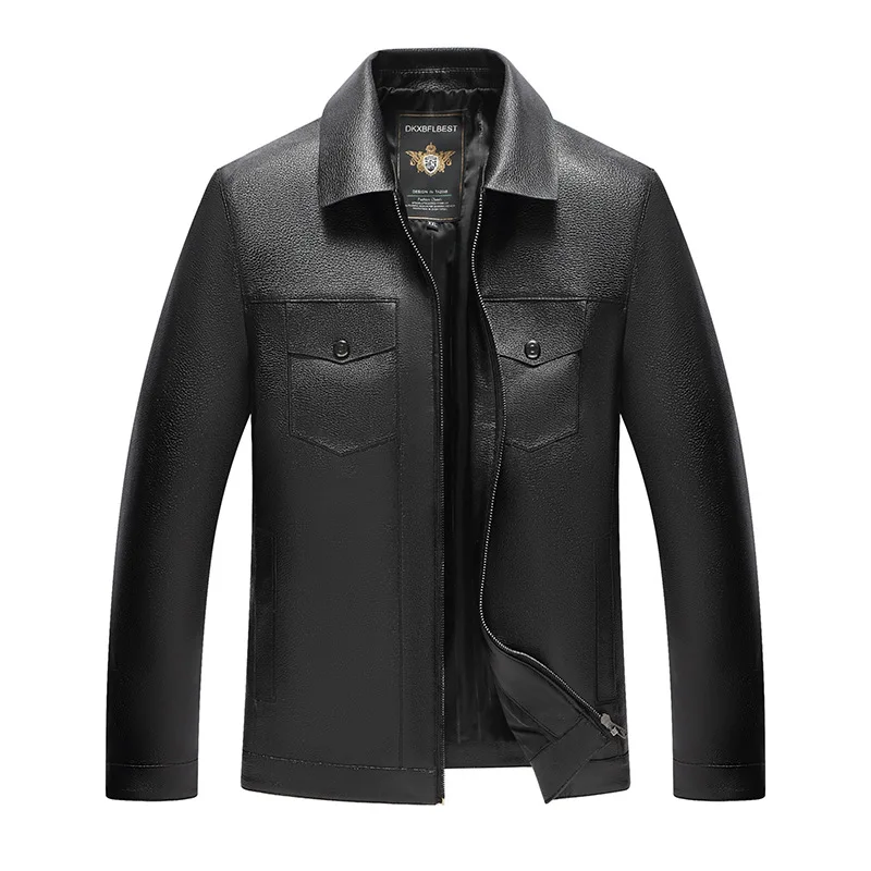 Men s Spring Autumn Leather Jacket Short PU Lapel Stylish Pockets Casual Fashion Wear