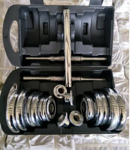 Нагрев 20 кг чугунное хромированное регулируемое оборудование для тренажерного зала штанга гантели набор со шатуном