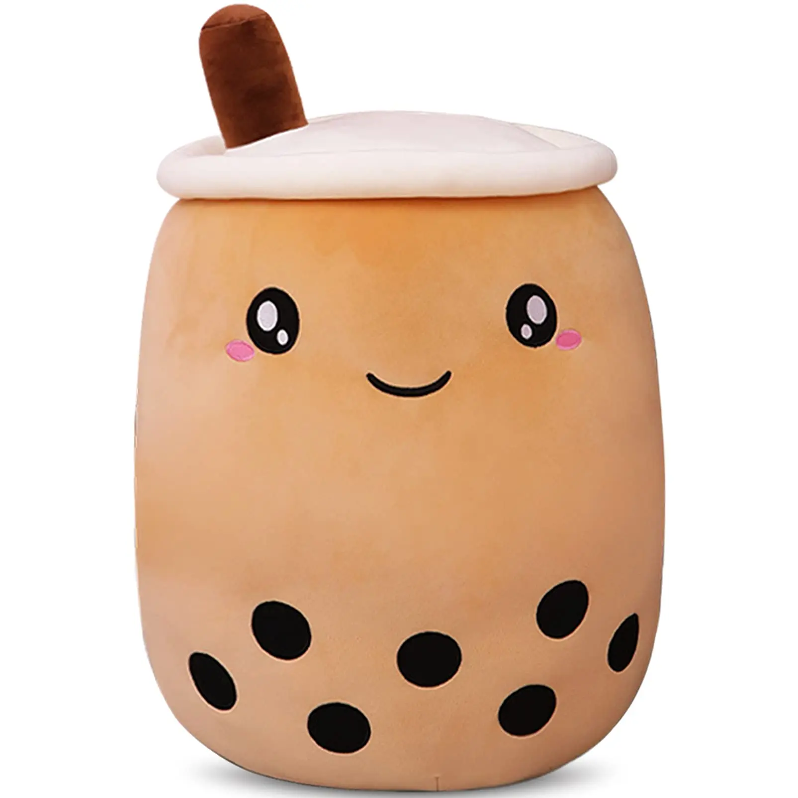 Cute Stuffed Toy Brown Pearl Milk Tea Bubble Plush Pillow Home Soft Hug Pillow Milk Tea Gift Tea Boba Plush for Kids