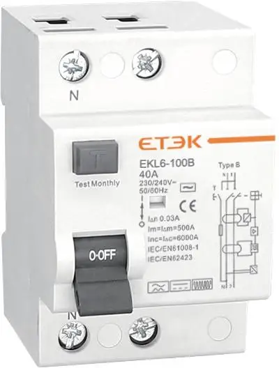 EKL6-100B RCCB типа B 1P + N Американская классификация проводов 2р 16A 30mA УЗО for EV