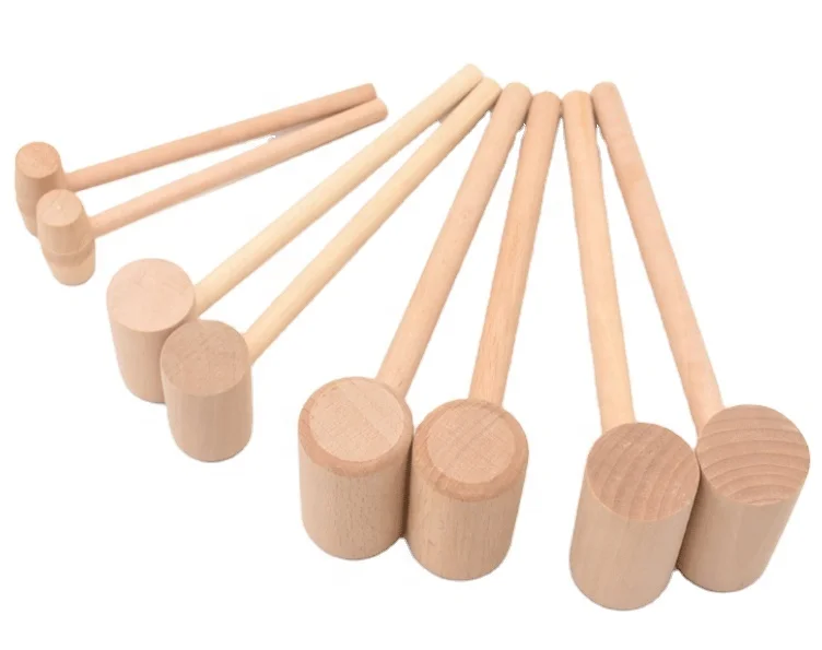 China Manufacture Wooden Crab Lobster Mallets Seafood Shellfish Crab Mallet Natural Crab Hammer