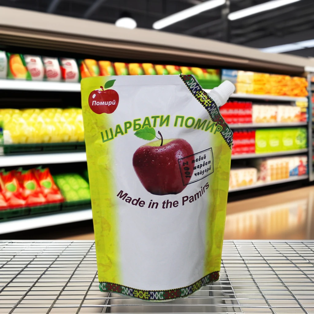 Aluminum Foil Liquid Stand Up Apple Juice Custom Drink Print Plastic Foldable Water Bag Packaging Spout Pouch