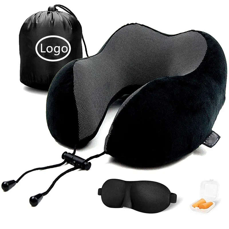U-образная дорожная подушка из пены с эффектом памяти, с маской для глаз и затычками для ушей, дорожная подушка для шеи