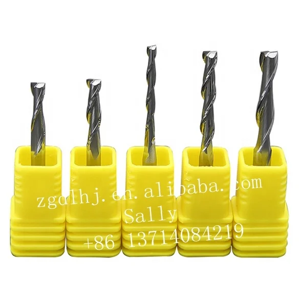 2 flutes, double-edge spiral milling cutters for density plate acrylic computer engraving machine