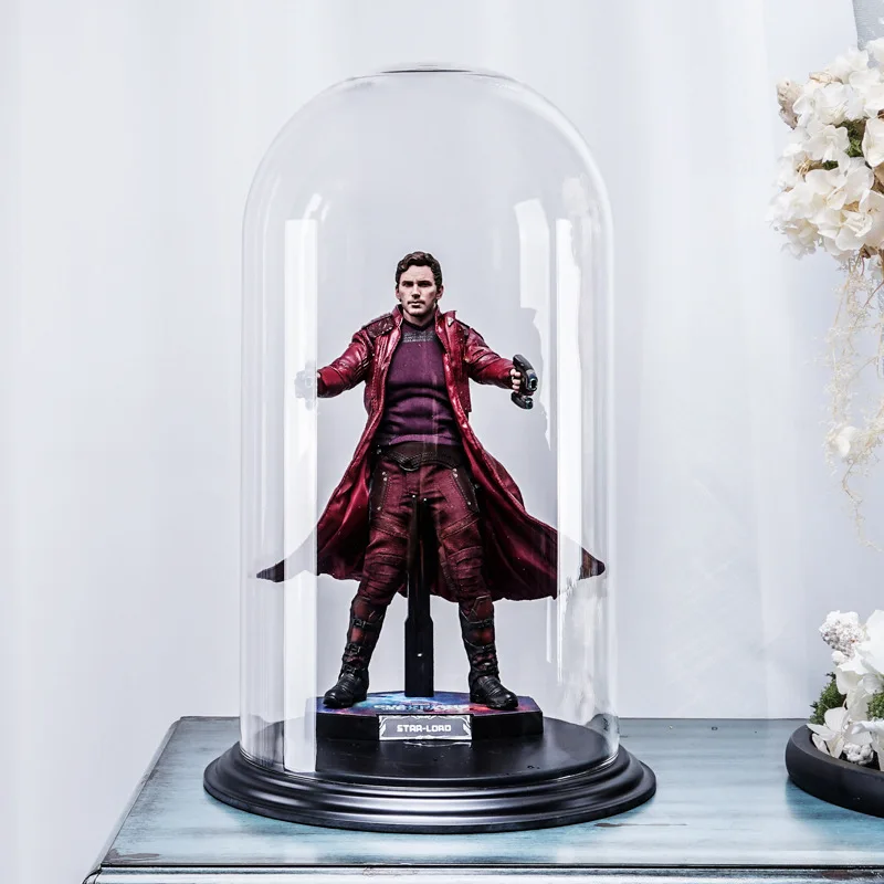 Clear extra large Glass Dome Tabletop Centerpiece Artwork Bell Jar rose Display Case with Black Base