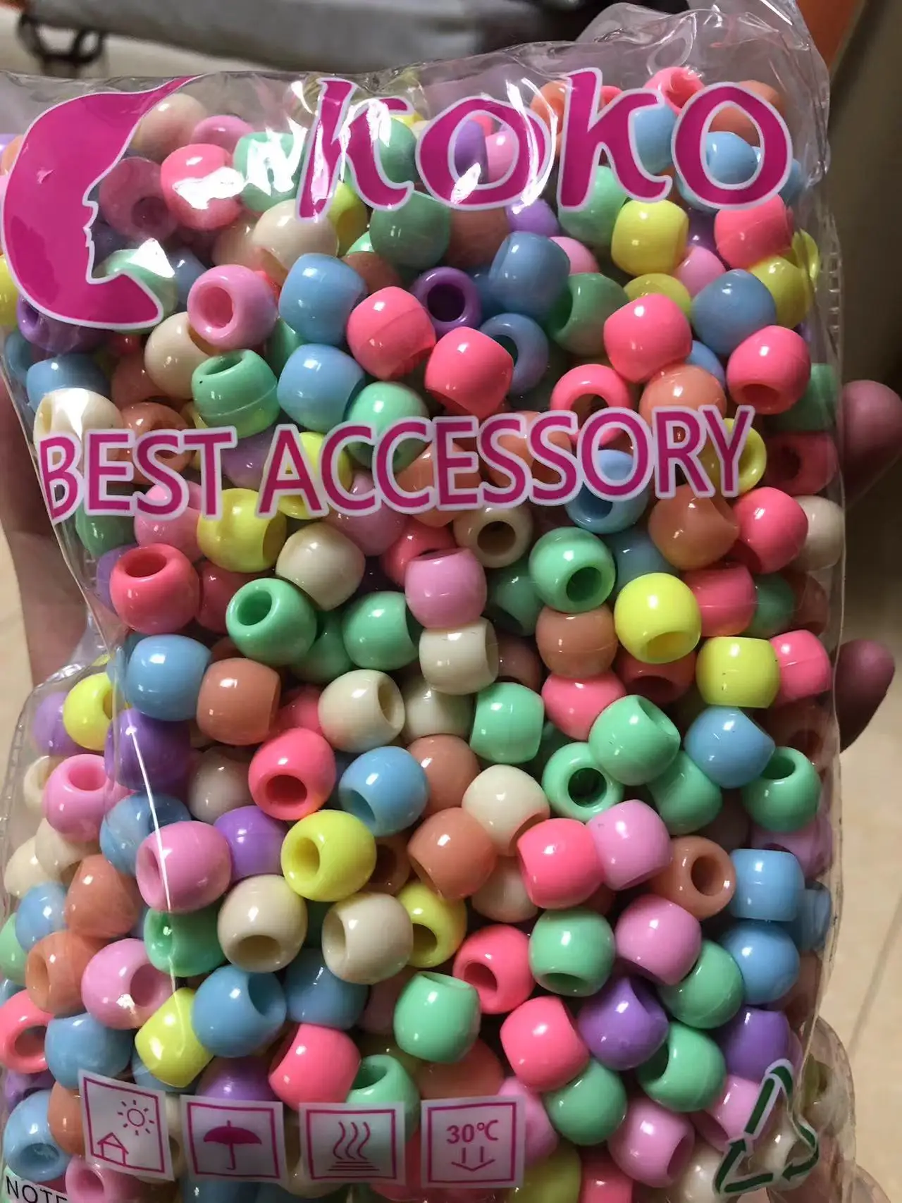 Mylulu Hot Sell Wig braid Plastic Big Hole Bead Braid Beads Hair Accessories For Braids Children Multi-Colored Beads For Hair