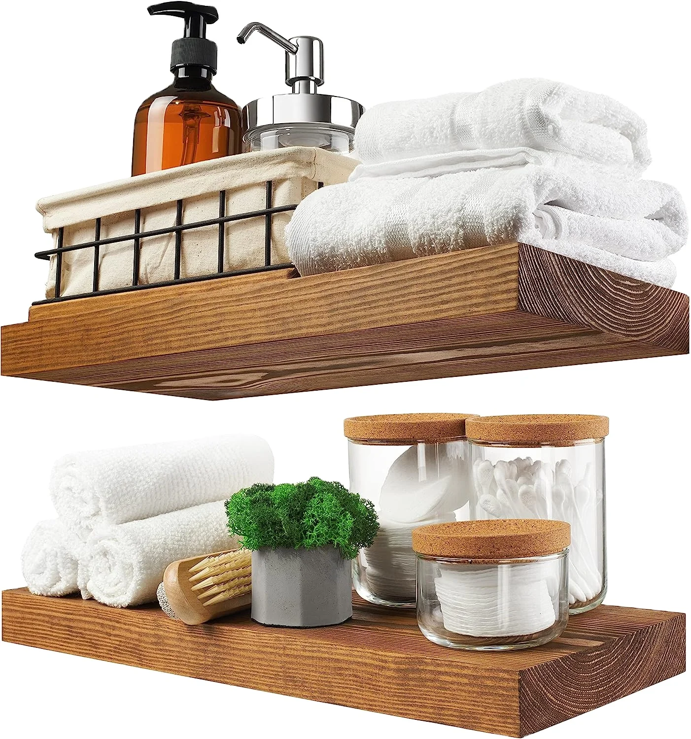 Floating Wood Shelves Rustic Shelf Handcrafted Wide Wooden Wall Shelves for Living Room Bedroom Kitchen Bathroom Farmhouse