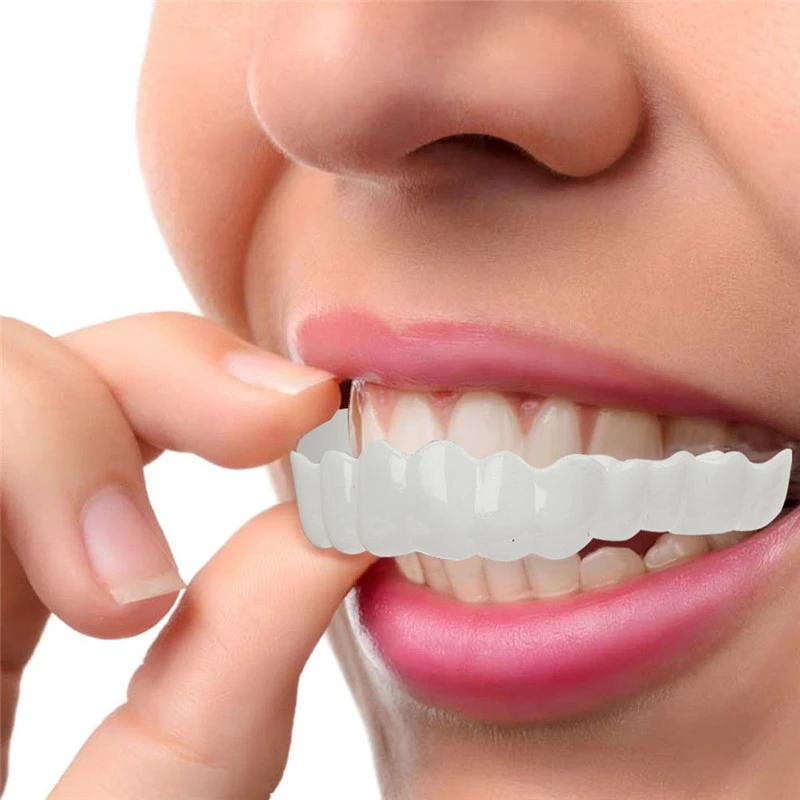 upper and lower false teeth cover white Instant smile false braces on smile veneers for your teeth