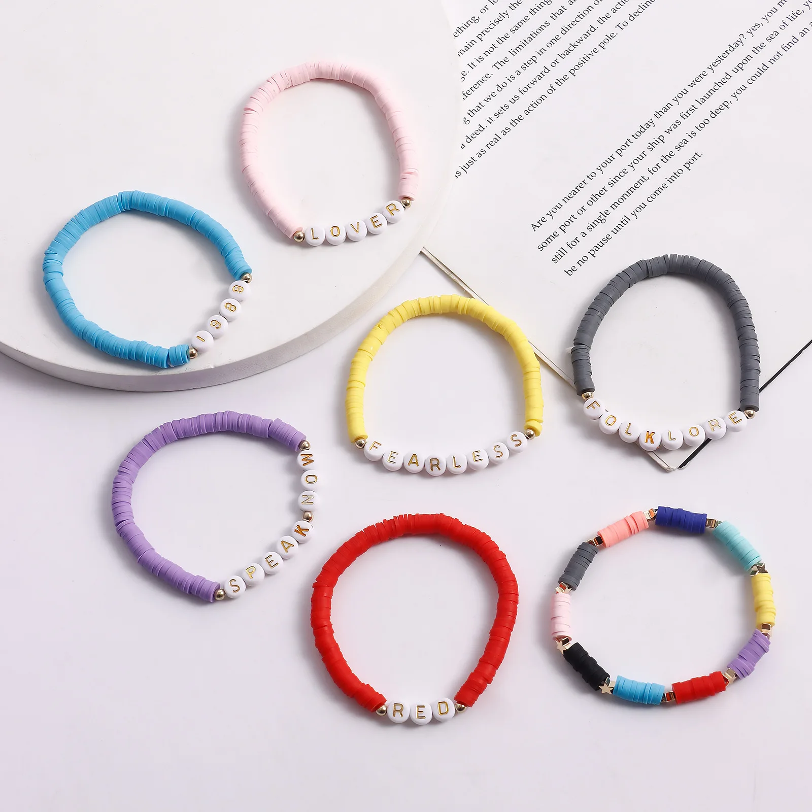 New Taylor Fans Bracelets God Filled Inspired Friendship Fearless Evermore Bracelet Set For Women Clay Heishi Beads Bracelet