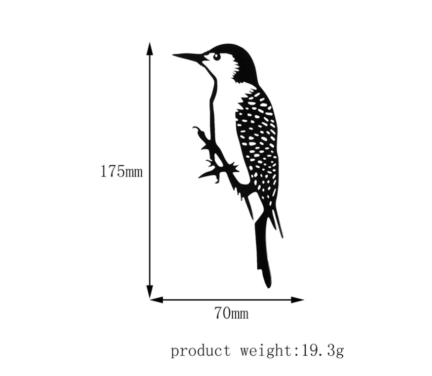 
Metal Retro Courtyard Art Decoration Pastoral Furnishing Garden Woodpecker Silhouette Tree Stakes 