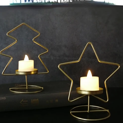 New productsChristmas Domestic ornaments crafts Golden Christmas tree XINGX wrought iron candlestick Metal candle jar