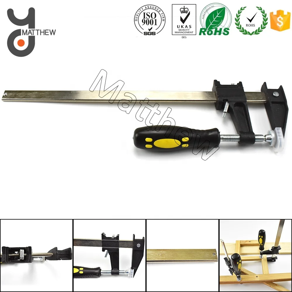 Быстросъемные стальные зажимы F с глубиной горла 60 мм и микрорегулируемой ручкой