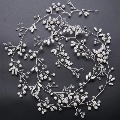 
1M Bride Handmade Crystal Pearl Hair Band Headwear Wedding Dress Accessories Headband Jewelry 